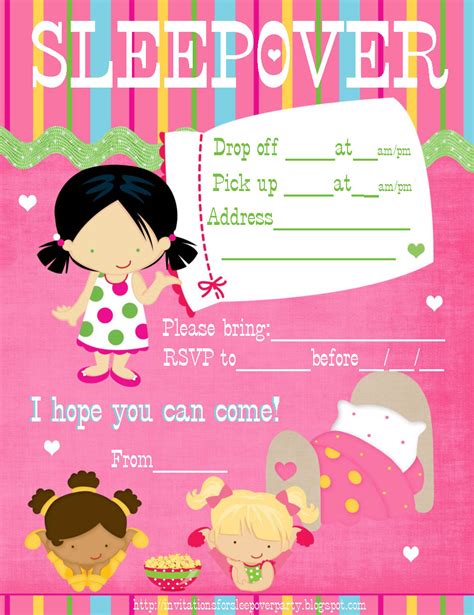 invitations for sleepover party templates|pajama party invitation templates free.